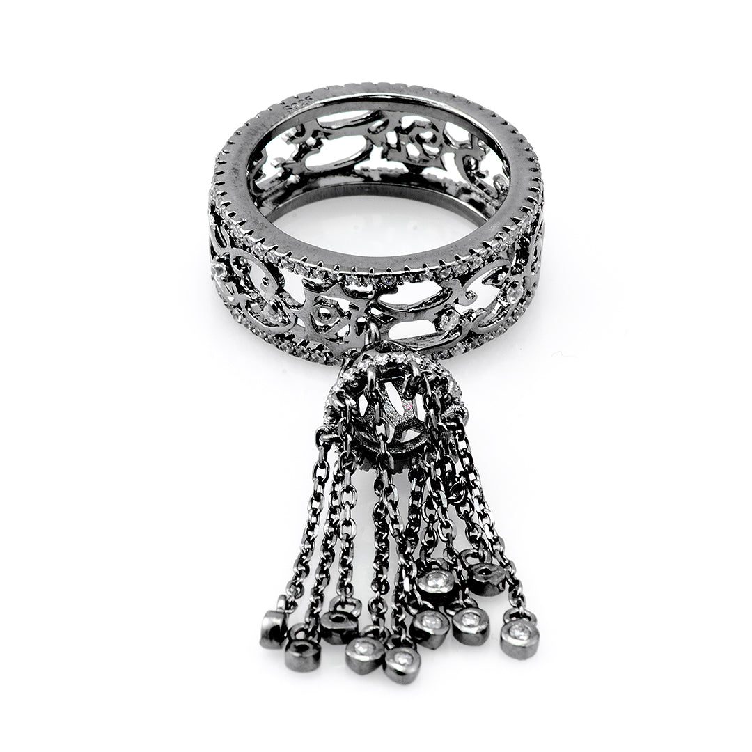 Silver Ring with Chains