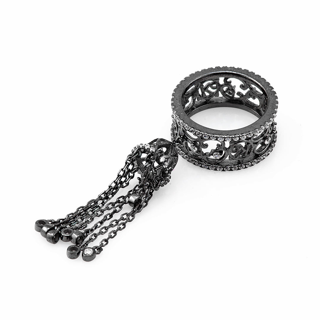 Silver Ring with Chains