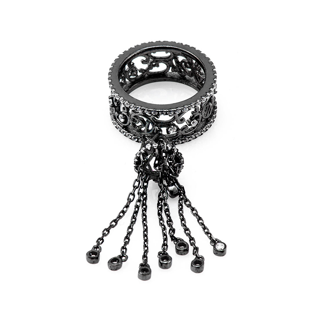 Silver Ring with Chains