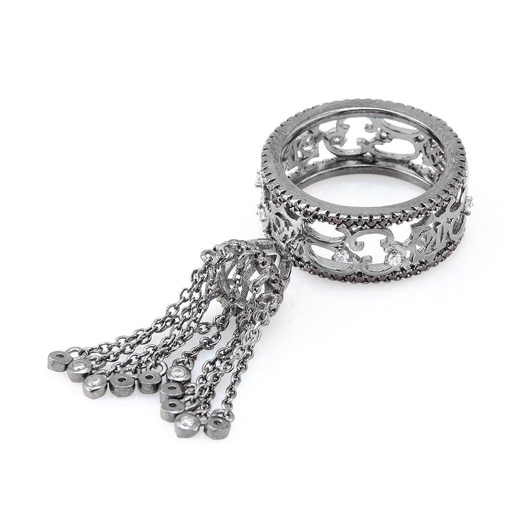 Silver Ring with Chains