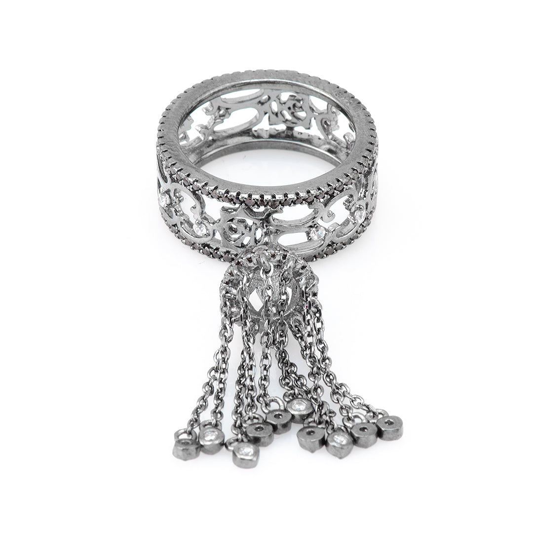 Silver Ring with Chains