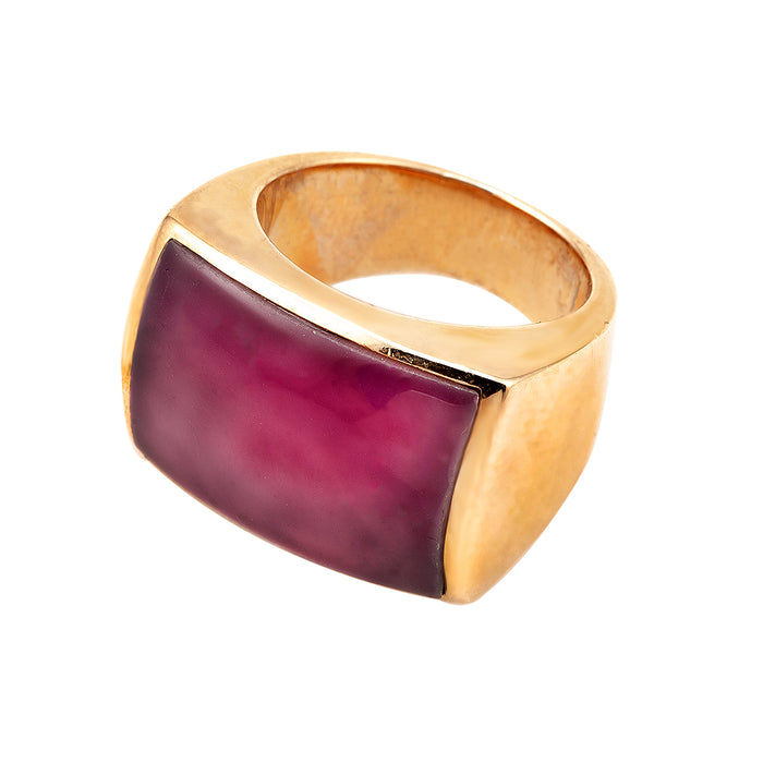 Maroon and Gold Plated Silver Ring