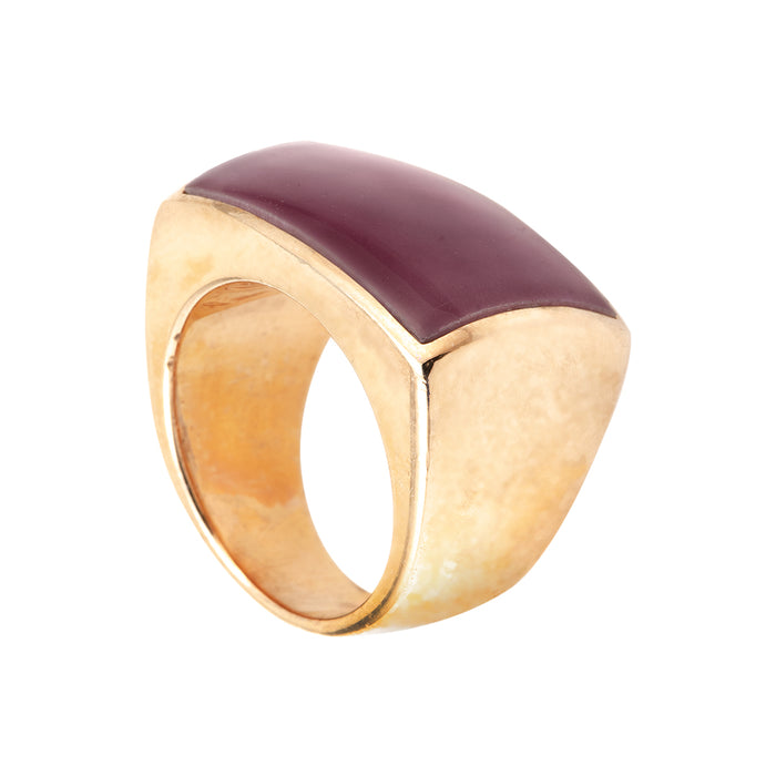 Maroon and Gold Plated Silver Ring