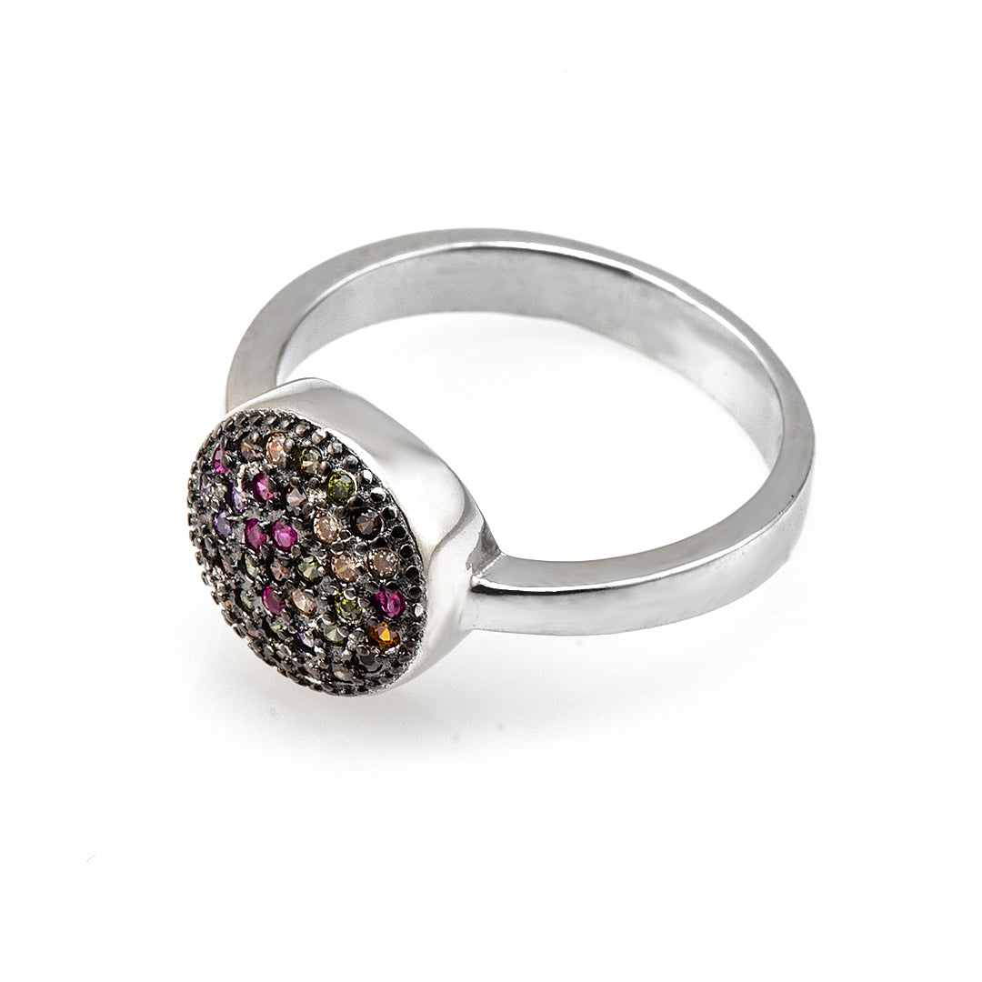 Silver Ring with Multicolored Stones