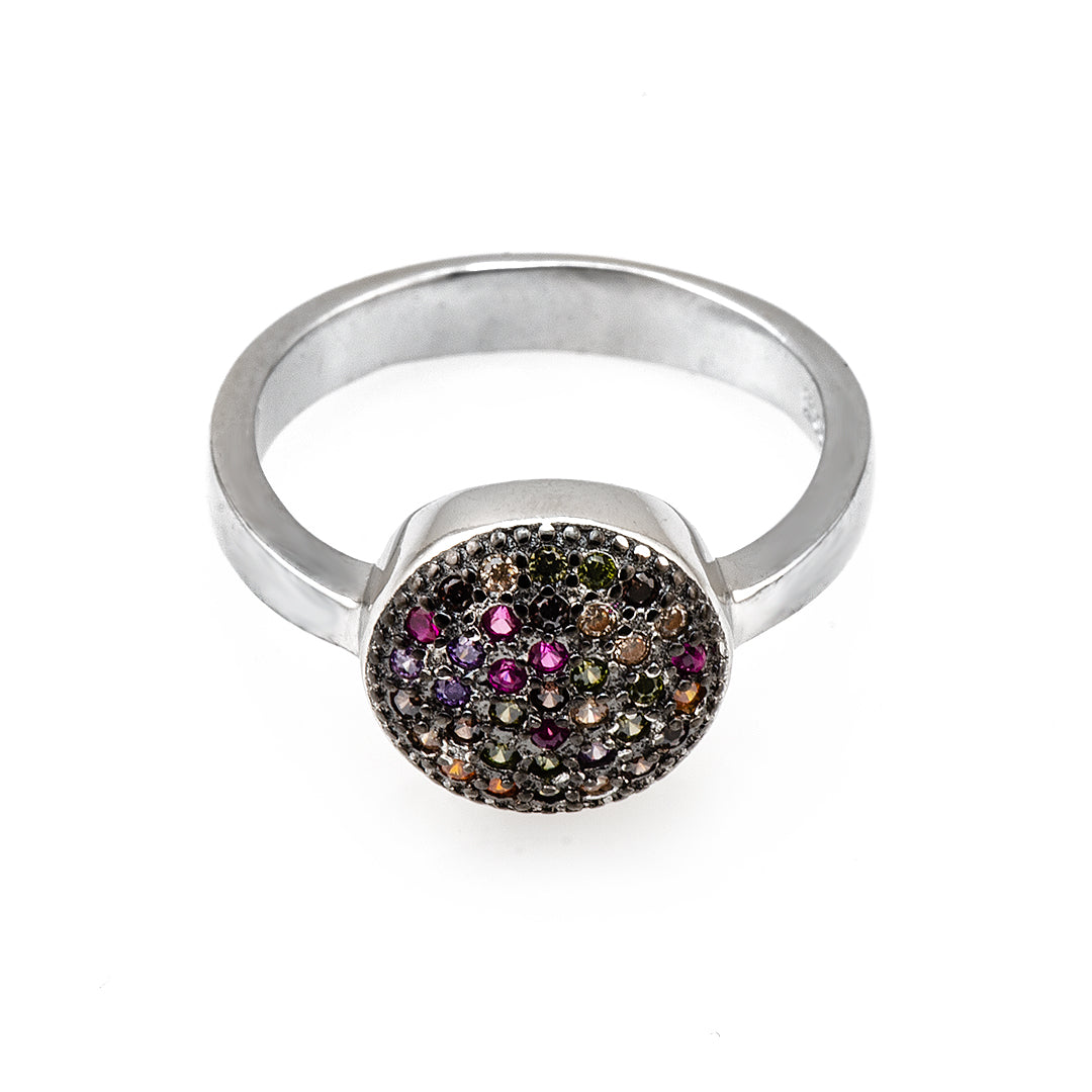 Silver Ring with Multicolored Stones