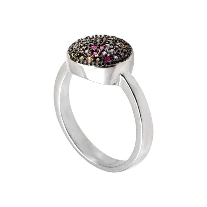 Silver Ring with Multicolored Stones
