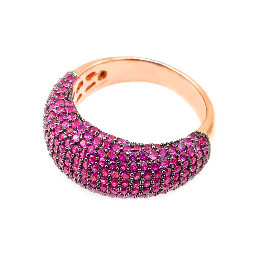 Rose Gold Plated Ring with Pink Crystals