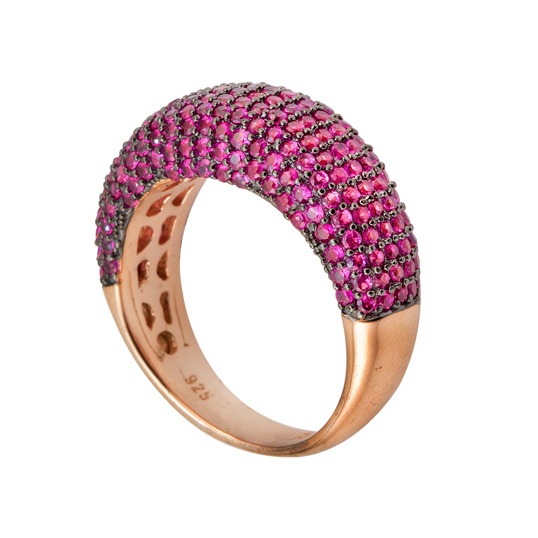 Rose Gold Plated Ring with Pink Crystals