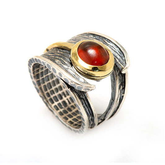 Silver and Gold Plated Ring with Man Made Stone