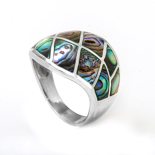 Silver Ring with Multi-Colored Man Made Stone