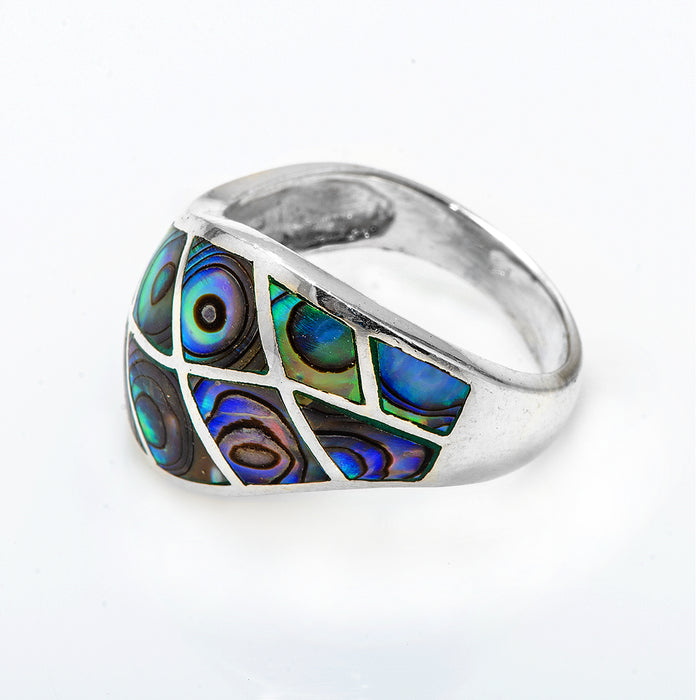 Silver Ring with Multi-Colored Man Made Stones