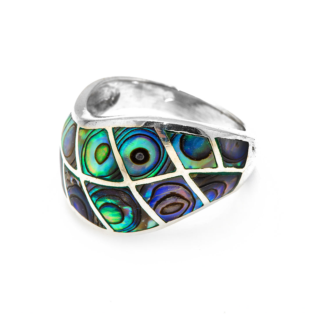 Silver Ring with Multi-Colored Man Made Stones