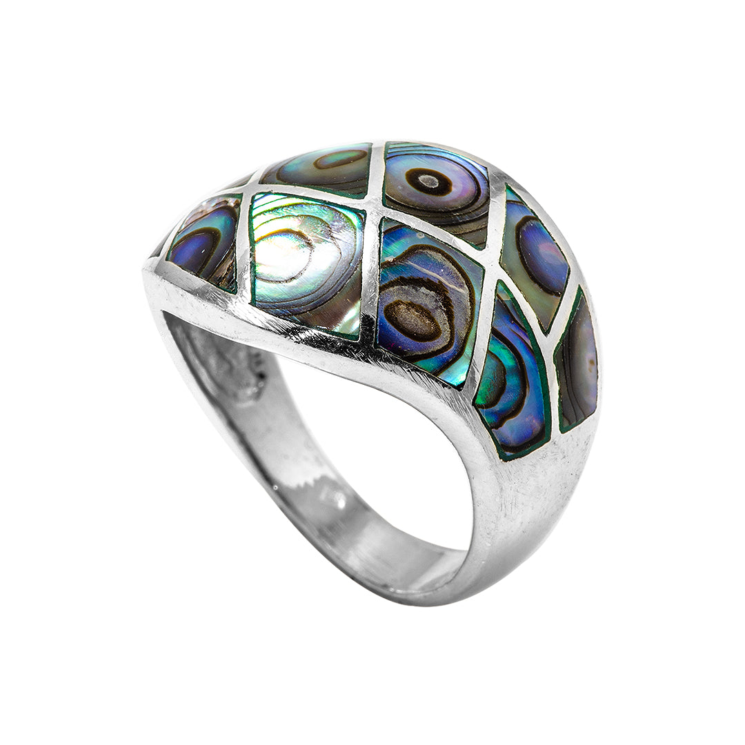 Silver Ring with Multi-Colored Man Made Stones