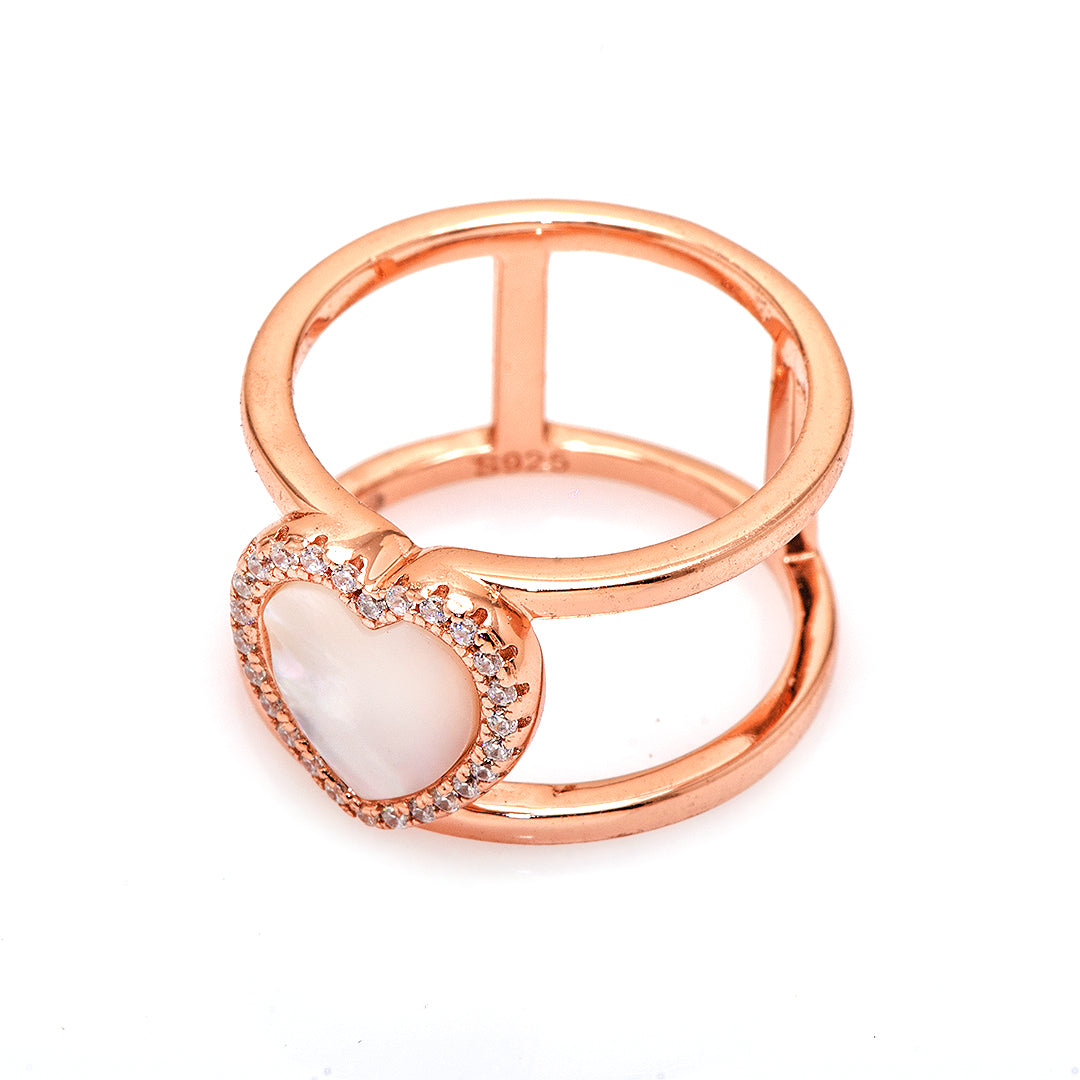 Gold Plated Silver Ring with Heart Shaped Stone