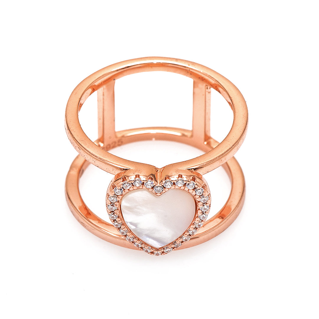 Gold Plated Silver Ring with Heart Shaped Stone