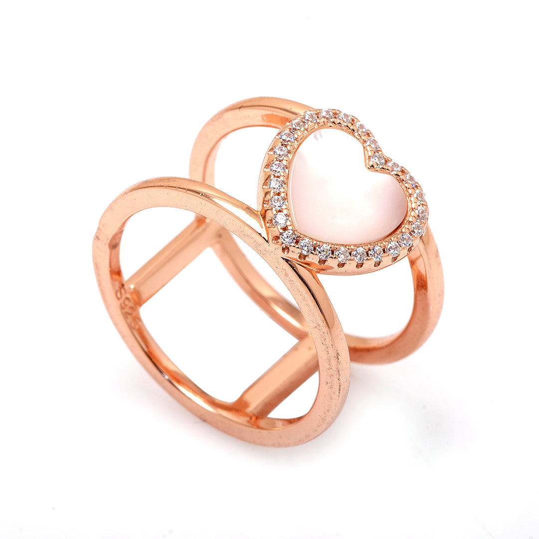 Gold Plated Silver Ring with Heart Shaped Stone