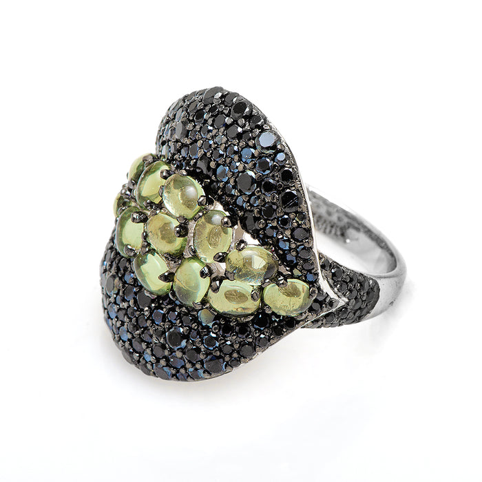 Silver Ring with Colored Manmade Stones