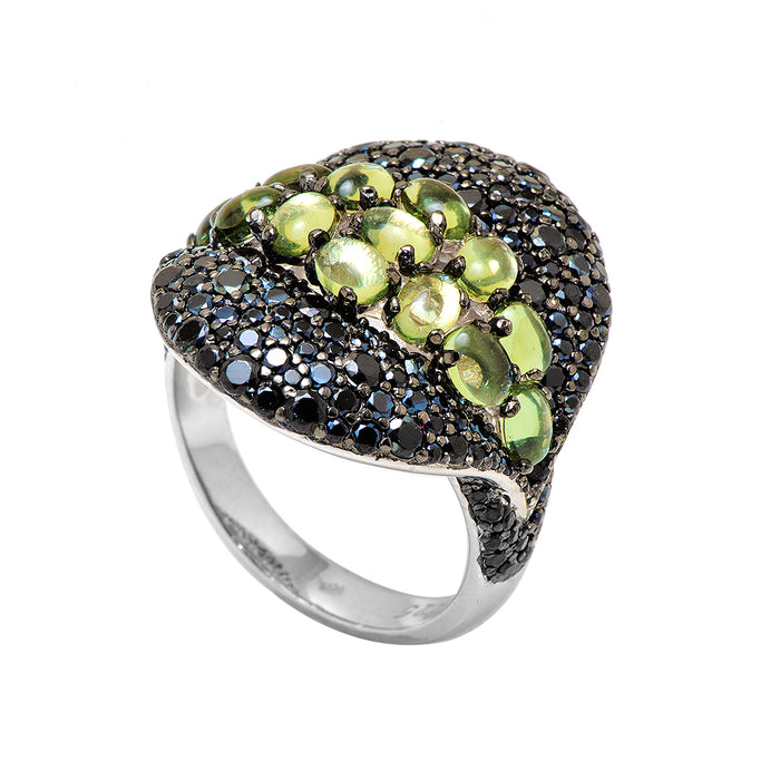Silver Ring with Colored Manmade Stones