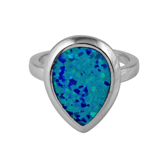 Silver Ring with Man Made Opal