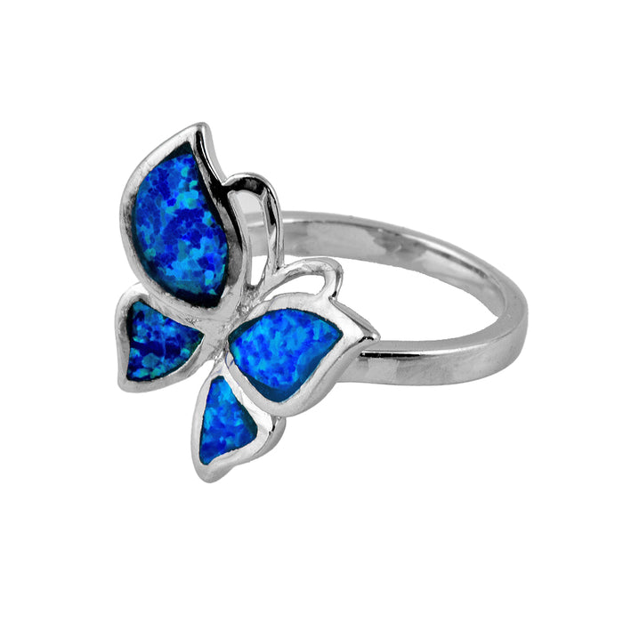 Butterfly Ring with Man Made Opal