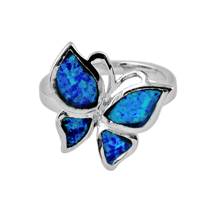 Butterfly Ring with Man Made Opal