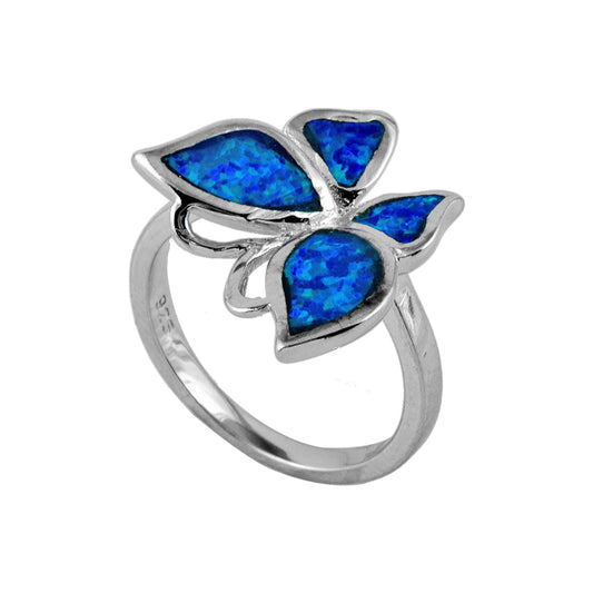 Butterfly Ring with Man Made Opal