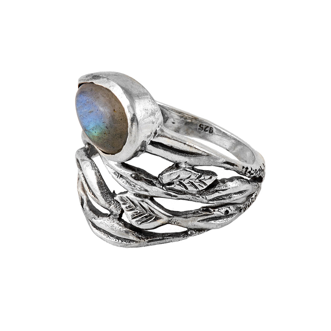 Silver and Labradorite Ring