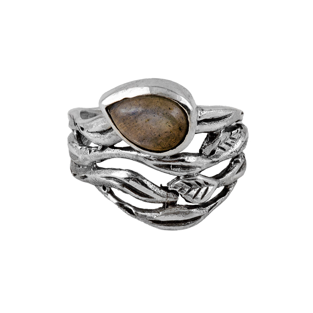 Silver and Labradorite Ring