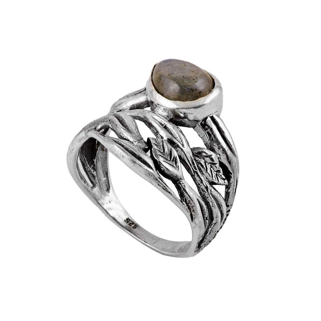 Silver and Labradorite Ring