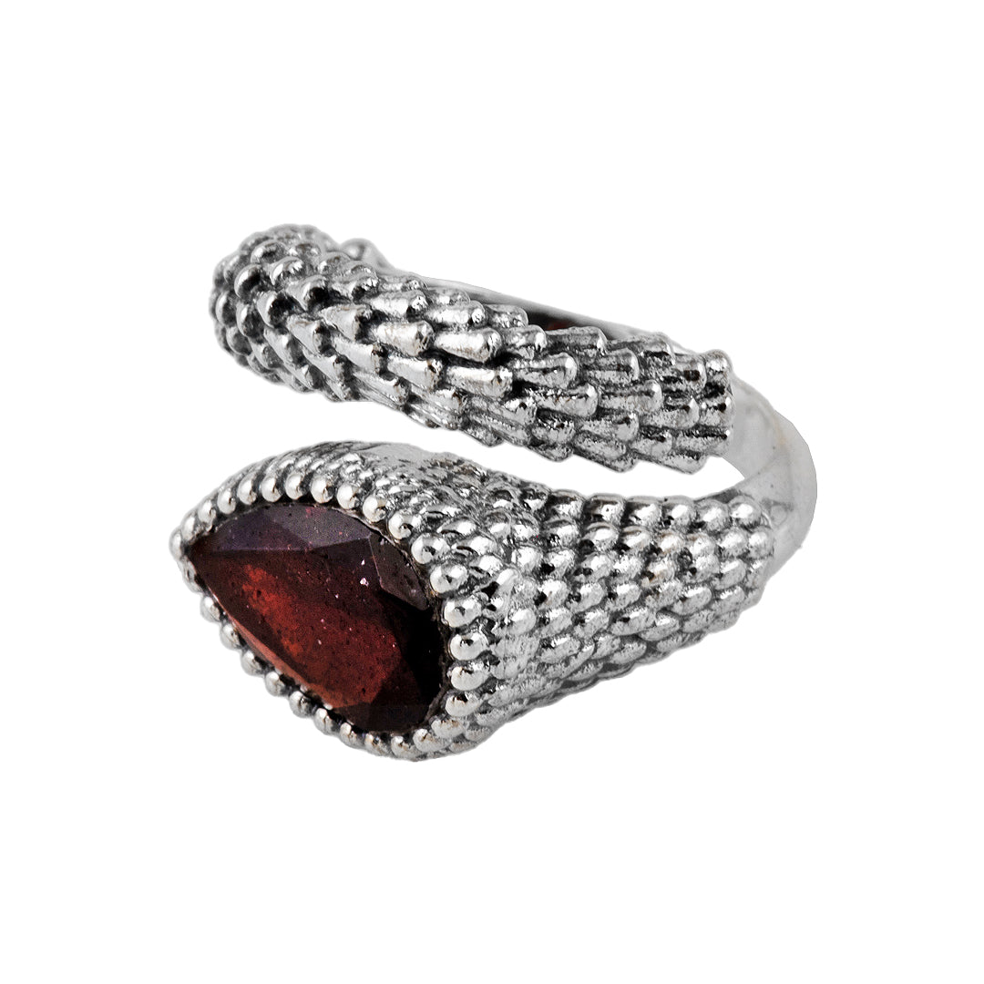 Silver and Garnet Ring