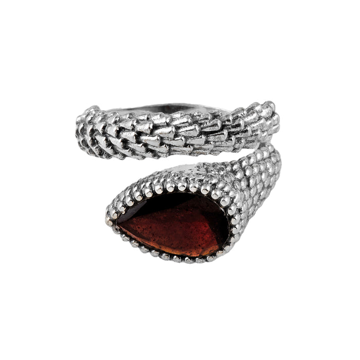 Silver and Garnet Ring