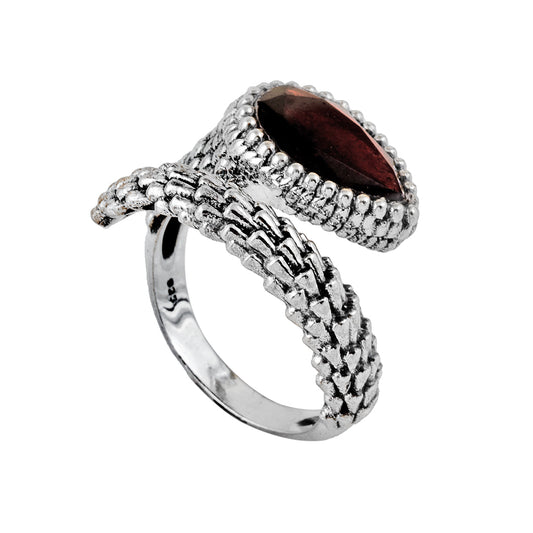 Silver and Garnet Ring