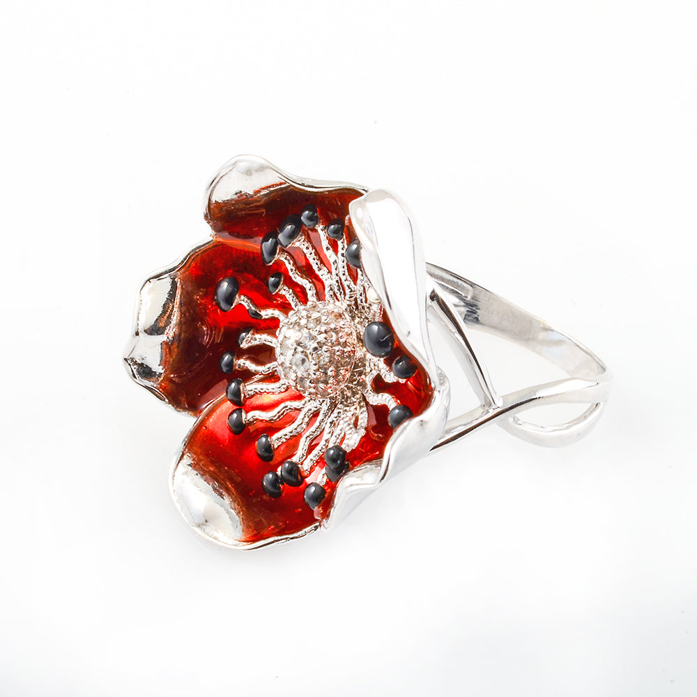 Roberto Bravo Red Flower Ring