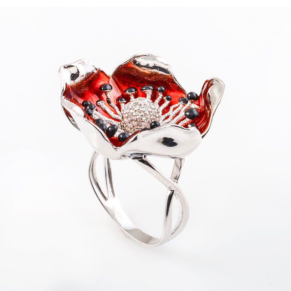 Roberto Bravo Red Flower Ring