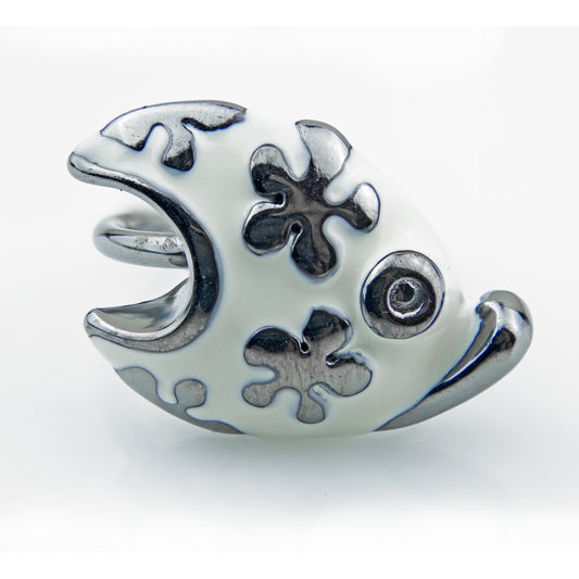 White Silver Fish Ring