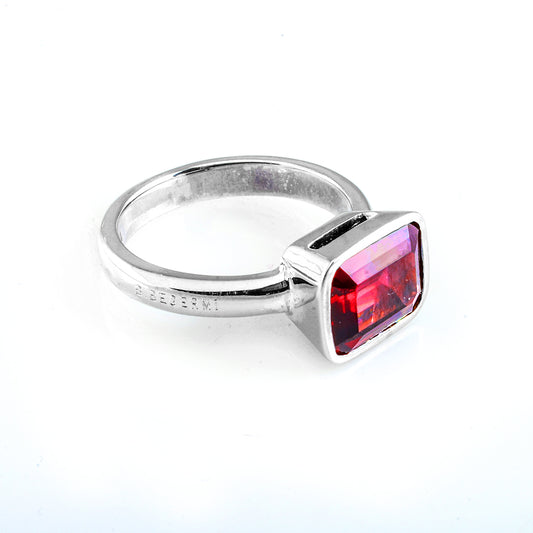 Silver and Rubellite S. Begermi Ring