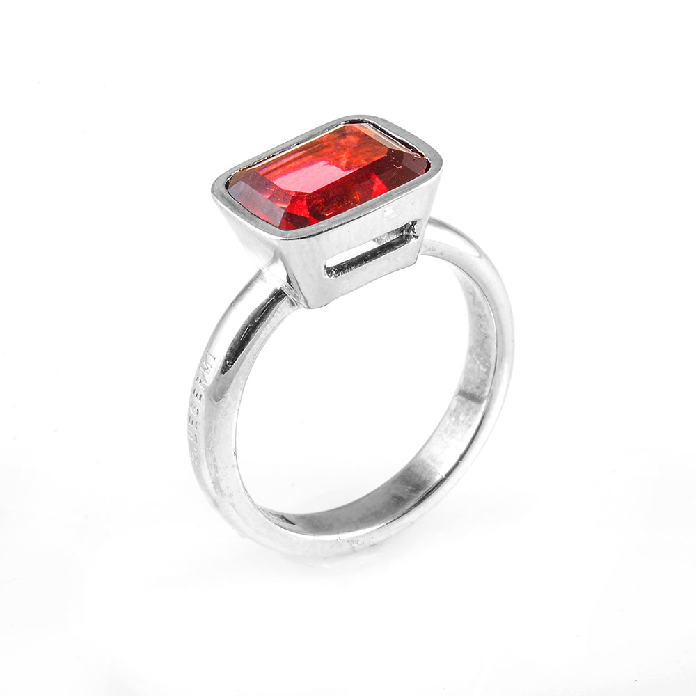 Silver and Rubellite S. Begermi Ring