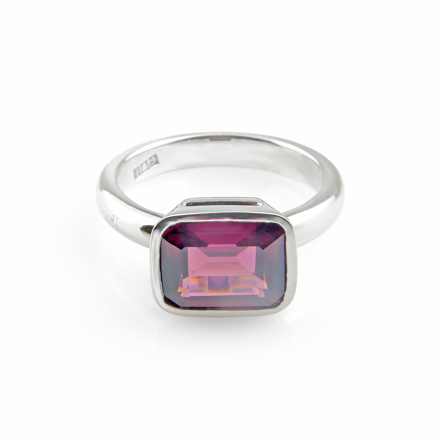 Silver and Rubellite S. Begermi Ring