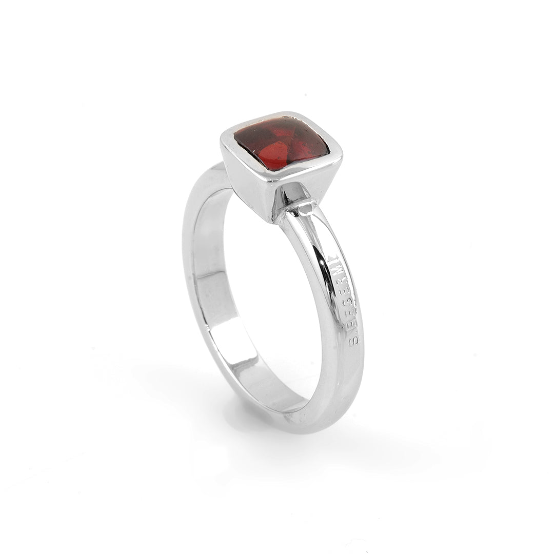 Silver and Garnet S. Begermi Ring