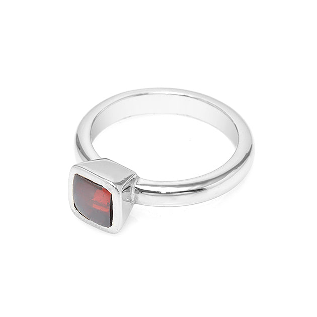 Silver and Garnet S. Begermi Ring