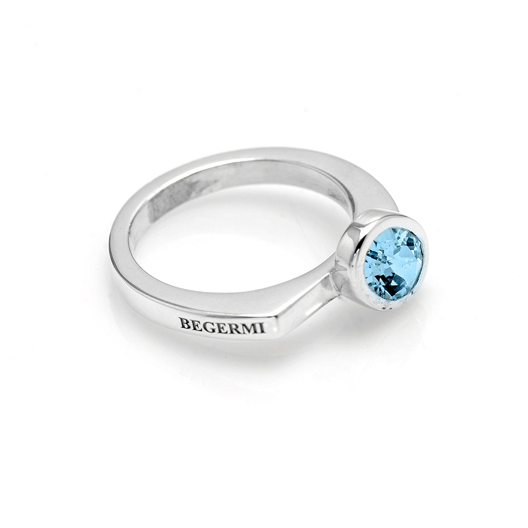 Silver and Aquamarine S.Begermi Ring.