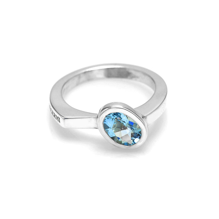 Silver and Aquamarine S.Begermi Ring.