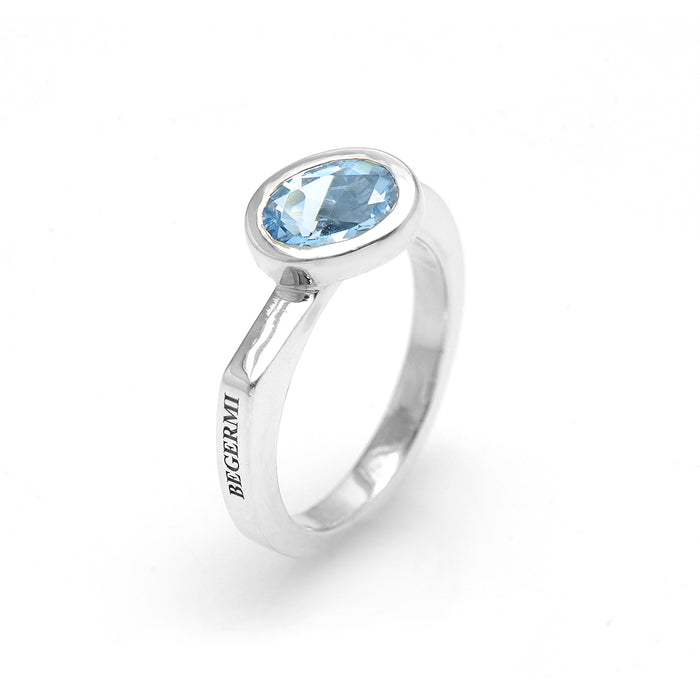 Silver and Aquamarine S.Begermi Ring.
