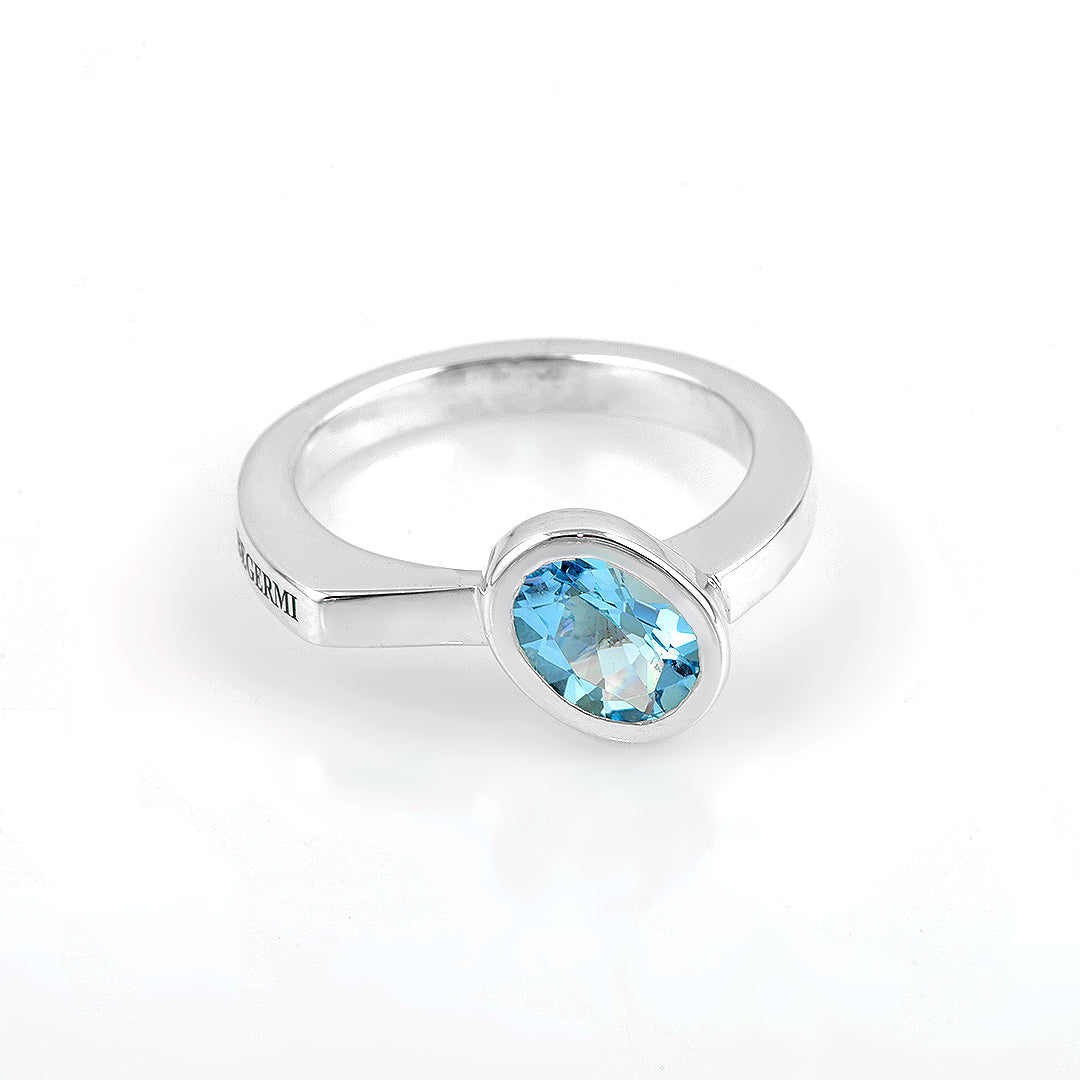 Silver and Aquamarine S.Begermi Ring