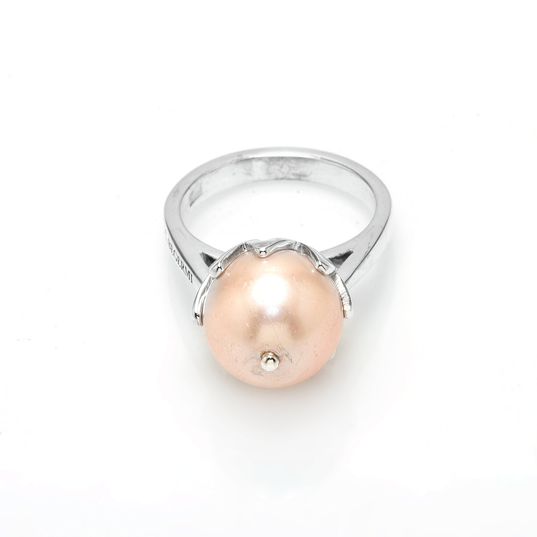 Silver and Majorica Pearl S.Begermi Ring.