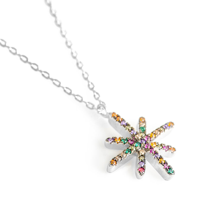 Colored Star Silver Necklace