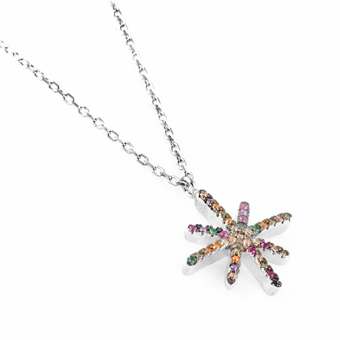 Colored Star Silver Necklace