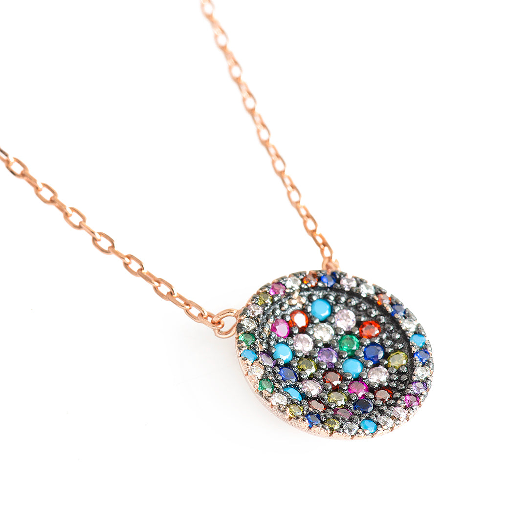 Colorful Circular Silver Necklace