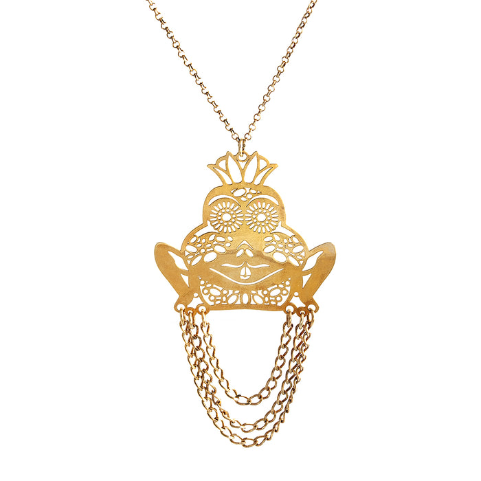 Gold Frog Silver Necklace
