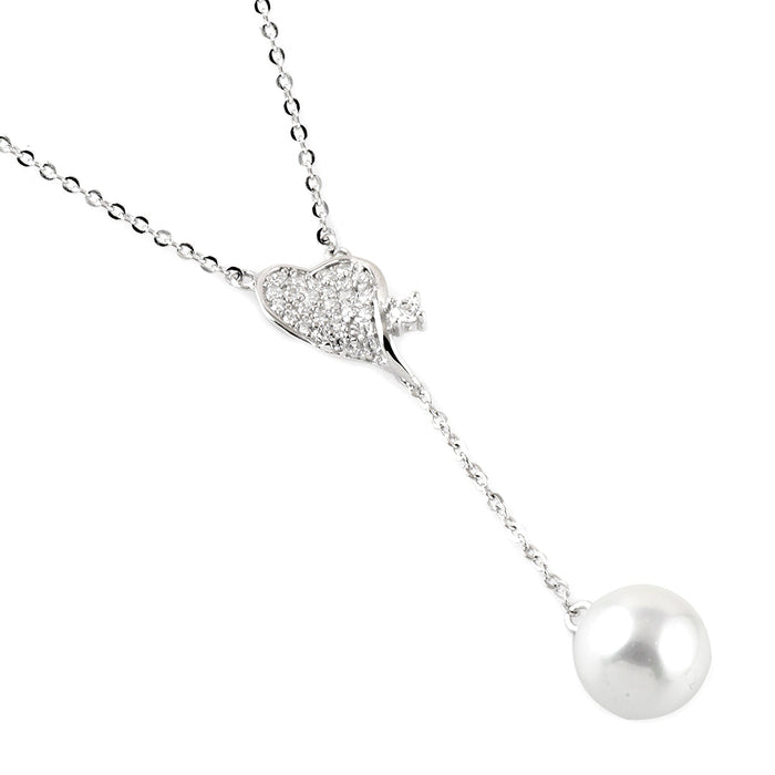 Silver Necklace with Synthetic Pearl